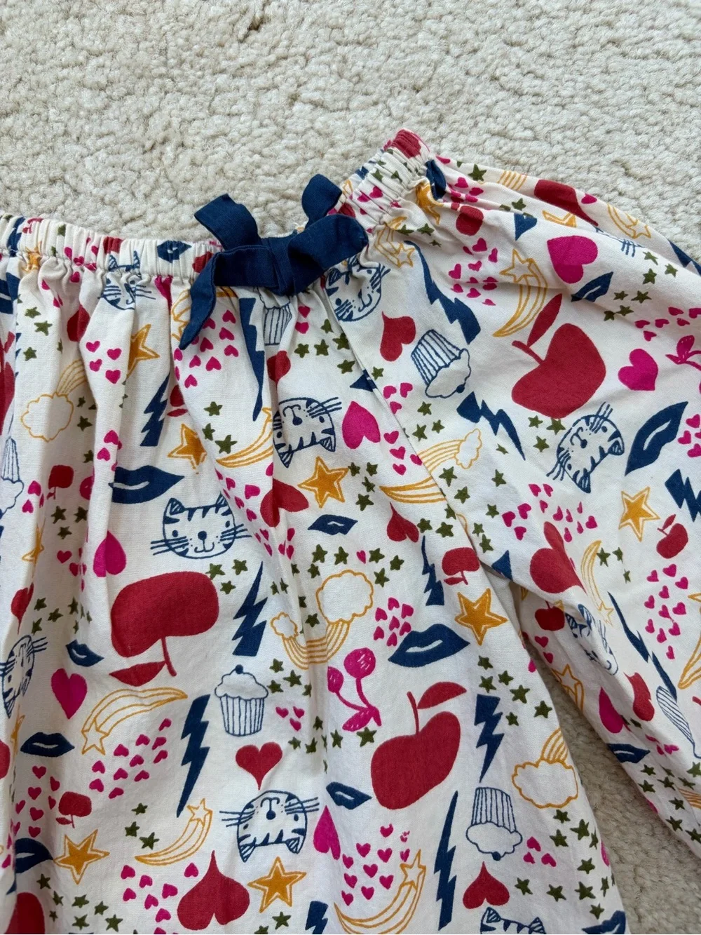 Happy by Pink Chicken Size 3 Years Apple Hearts Rainbow Star Print Peasant Dress